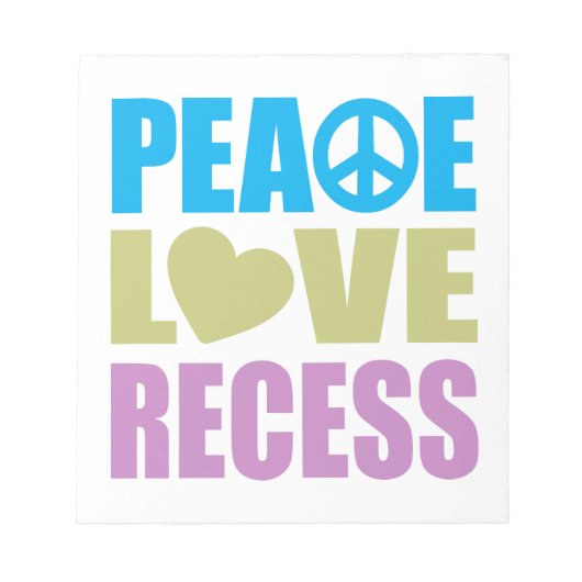 Peace Love Recess Notitieblok (Voorkant)