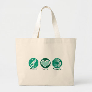 Peace Love Recyclen Grote Tote Bag