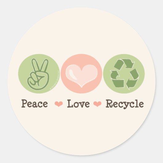 Peace Love Recyclen het recyclen van Stickers (Voorkant)