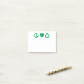 Peace Love Recyclen Post-it® Notes (Op bureau)
