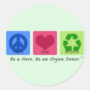 Peace Love Recyclen Ronde Sticker