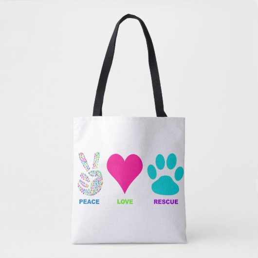 Peace Love Rescue Pets Draagtas (Voorkant)