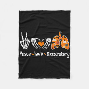 Peace Love Respiratory Therapist Skeleton Fun Hall Fleece Deken