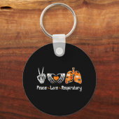 Peace Love Respiratory Therapist Skeleton Fun Hall Sleutelhanger (Voorkant)