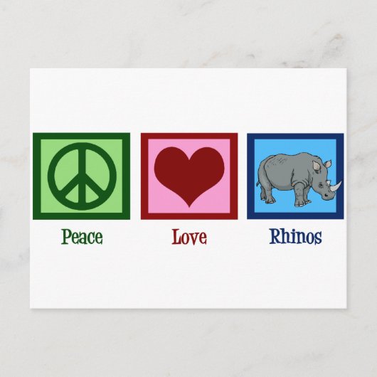 Peace Love Rhinos Briefkaart (Voorkant)