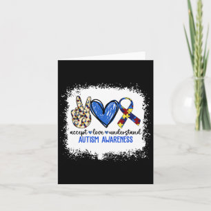 Peace Love Ribbon Autisme Bewustzijn Accepteer Lie Kaart