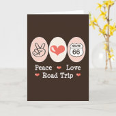 Peace Love Road Trip Route 66 Carte de voeux (Fleur jaune)