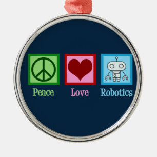 Peace Love Robotics Metalen Ornament