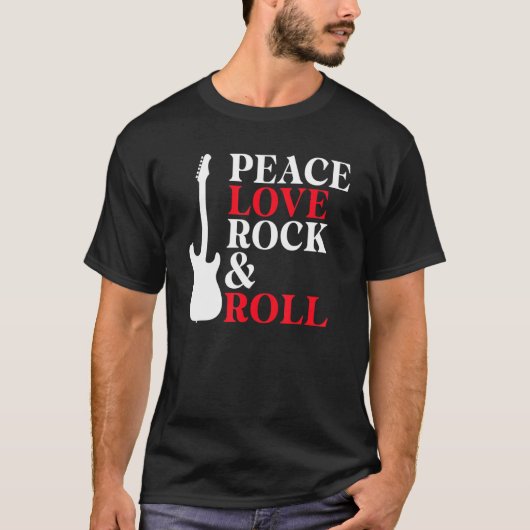 Peace Love Rock and Roll Rocker T-shirt (Voorkant)