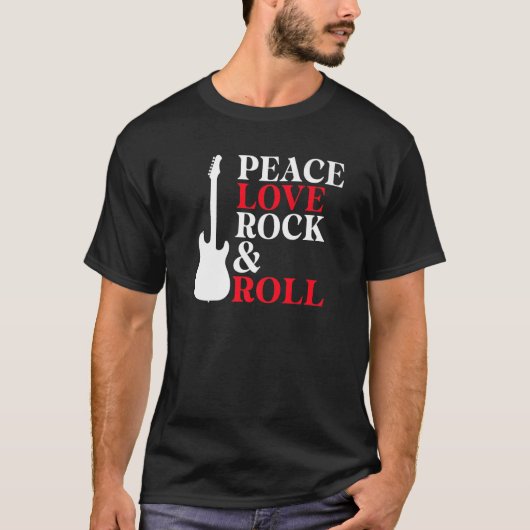 Peace Love Rock and Roll Rocker T-shirt (Voorkant)