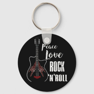 Peace Love Rock en Roll Guitar Retro Hippie Sleutelhanger