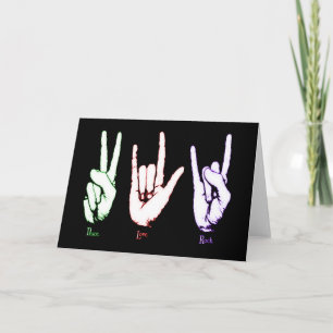 Peace Love Rock Gebarentaal Wenskaart Kaart