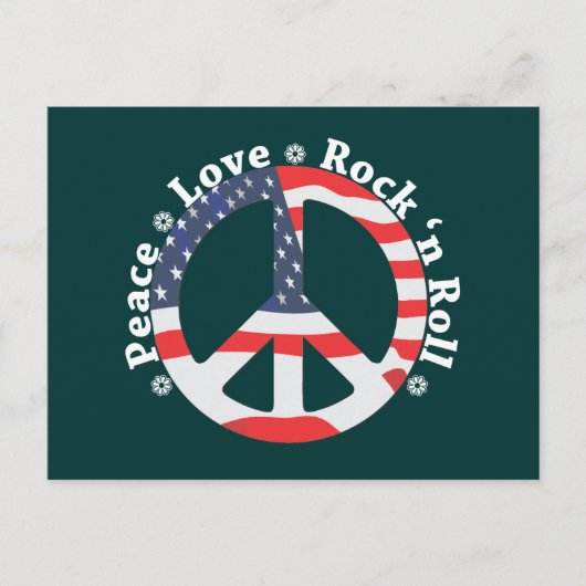 Peace, Love, Rock n Roll Briefkaart (Voorkant)