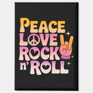 Peace Love Rock on Roll - Muziek-geïnspireerde typ Magneet