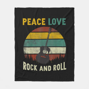 Peace Love & Rock & Roll Guitar Player Guitarist V Fleece Deken