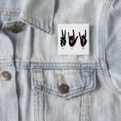 Peace Love Rock Sign Language Square Button (In situ)