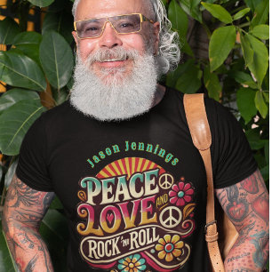 Peace Love RocknRoll Retro 70s Psychedelic T-shirt
