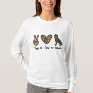 Peace Love Rottweiler Lover Pet Dog Puppy Owner Le T-shirt
