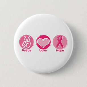 Peace Love Roze Hope Ronde Button 5,7 Cm
