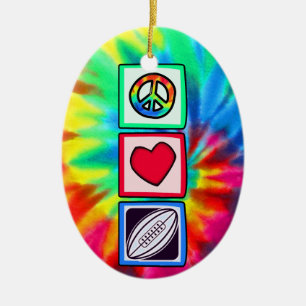 Peace, Love, Rugby Football Keramisch Ornament