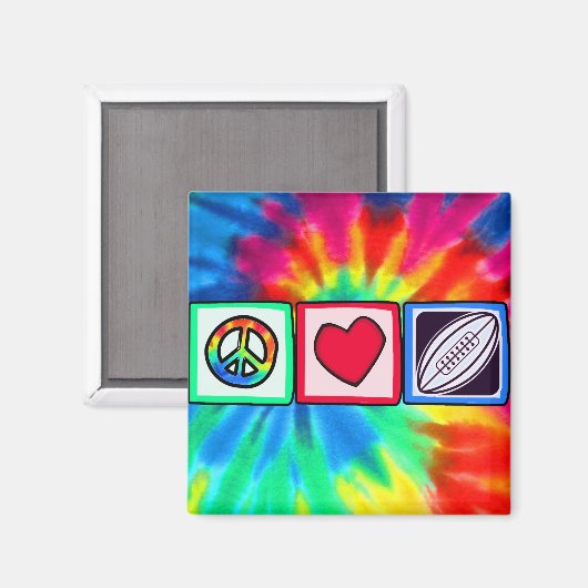 Peace, Love, Rugby Football Magneet (Voorkant / Achterkant)