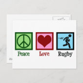 Peace Love Rugby-speler Briefkaart (Voorkant / Achterkant)