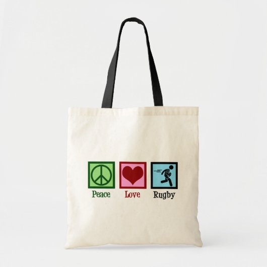 Peace Love Rugby-speler Tote Bag (Voorkant)