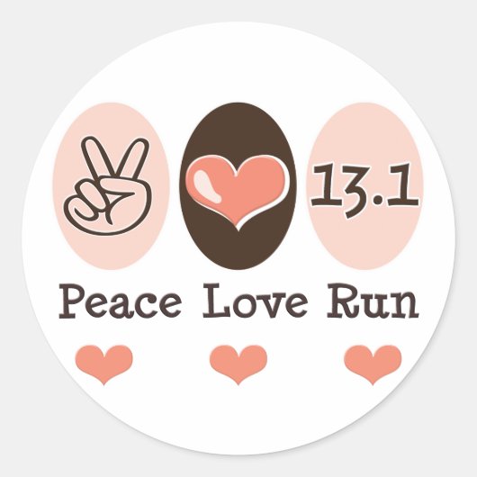 Peace Love Run 13.1 halve marathon Sticker (Voorkant)