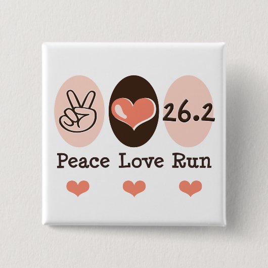 Peace Love run 26.2 Marathon Button (Voorkant)