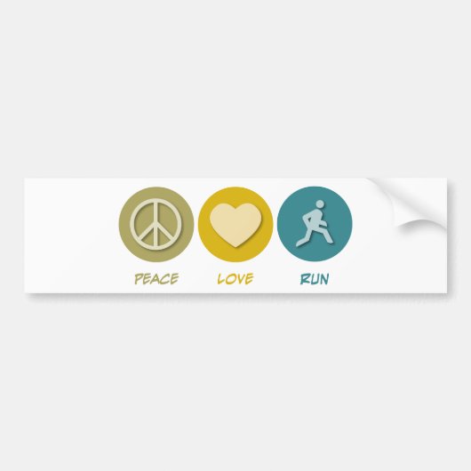 Peace Love Run Bumpersticker (Voorkant)