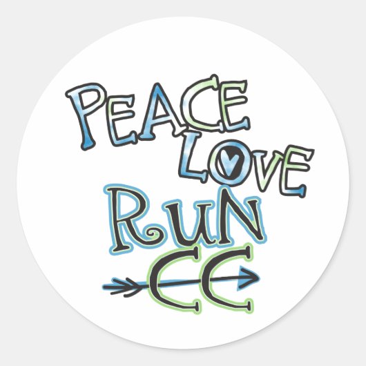 PEACE LOVE RUN CC - Stickers cross-country (Devant)