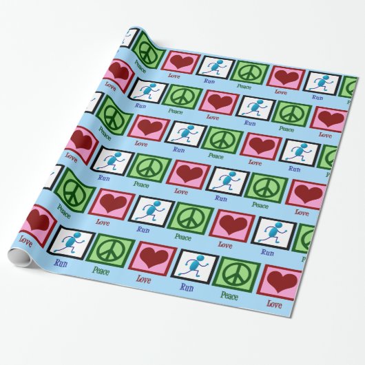 Peace Love run - Cute Track Runner Cadeaupapier (Uitgerold)