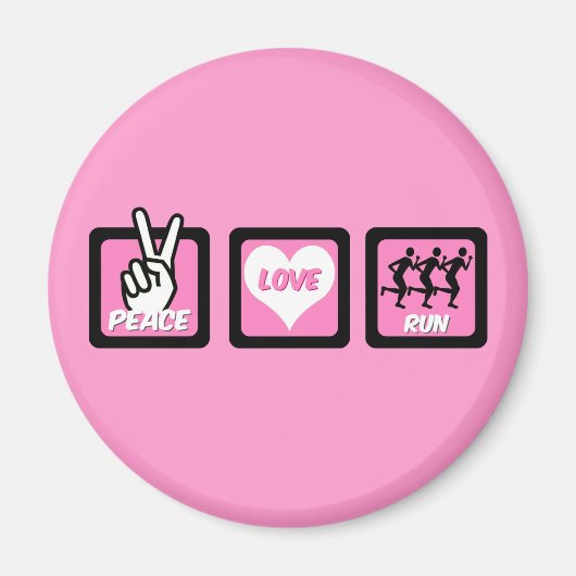 Peace love run magneet (Voorkant)