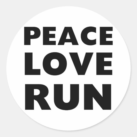 Peace Love Run Ronde Sticker (Voorkant)