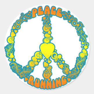 Peace Love Running Ronde Sticker