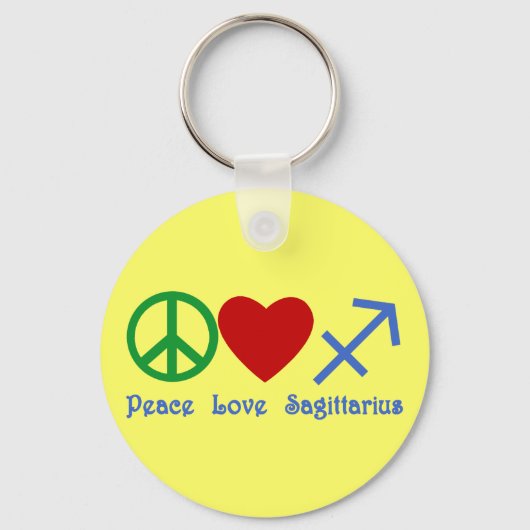 Peace Love Sagittarius Astrology Products Sleutelhanger (Voorkant)
