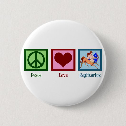 Peace Love Sagittarius Ronde Button 5,7 Cm (Voorkant)