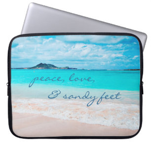 Peace Love Sandy Feet Hawaii Tropical Beach foto Laptop Sleeve