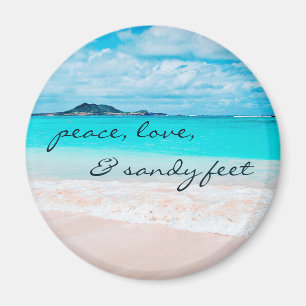Peace Love Sandy Feet Hawaii Tropical Beach foto Magneet