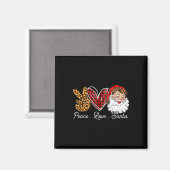 Peace Love Santa Leopard Buffalo Kerstmis 2021 Magneet (Voorkant / Achterkant)