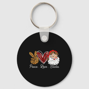 Peace Love Santa Leopard Buffalo Kerstmis 2021 Sleutelhanger