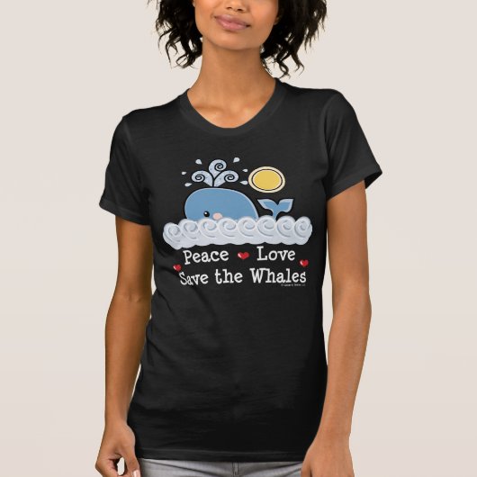 Peace Love Save the Whales Spure V nek T-shirt (Voorkant)