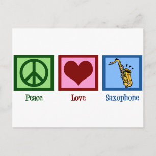 Peace Love Saxophone Briefkaart