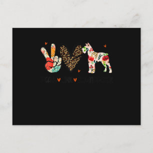 Peace Love Schnauzer Funny Gift Hondenliefhebber Aankondigingskaart