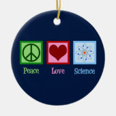 Peace Love Science Teacher Blue Kerstmis Keramisch Ornament (Voorkant)