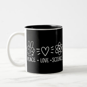 Peace Love Science Tweekleurige Koffiemok