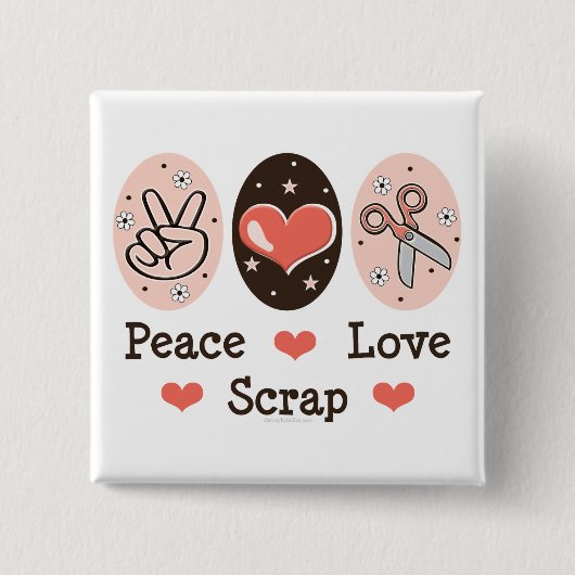 Peace Love Scrap Scrapbooking Button (Voorkant)