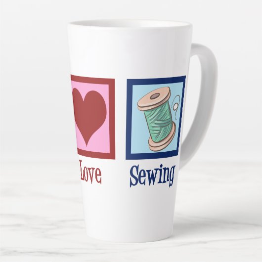 Peace Love Seamstress Latte Mok (Rechterhoek)