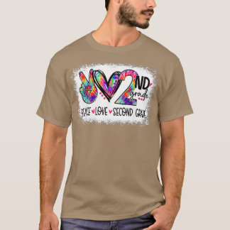 Peace Love Second Grad Tie Student Teacher Bl T-shirt
