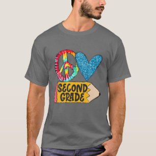 Peace Love Second Grade Funny Stropdas-Dye Eerste T-shirt
